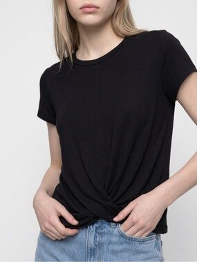 Rebellious Dreamer Black Twist Front Draped Tee Women’s M